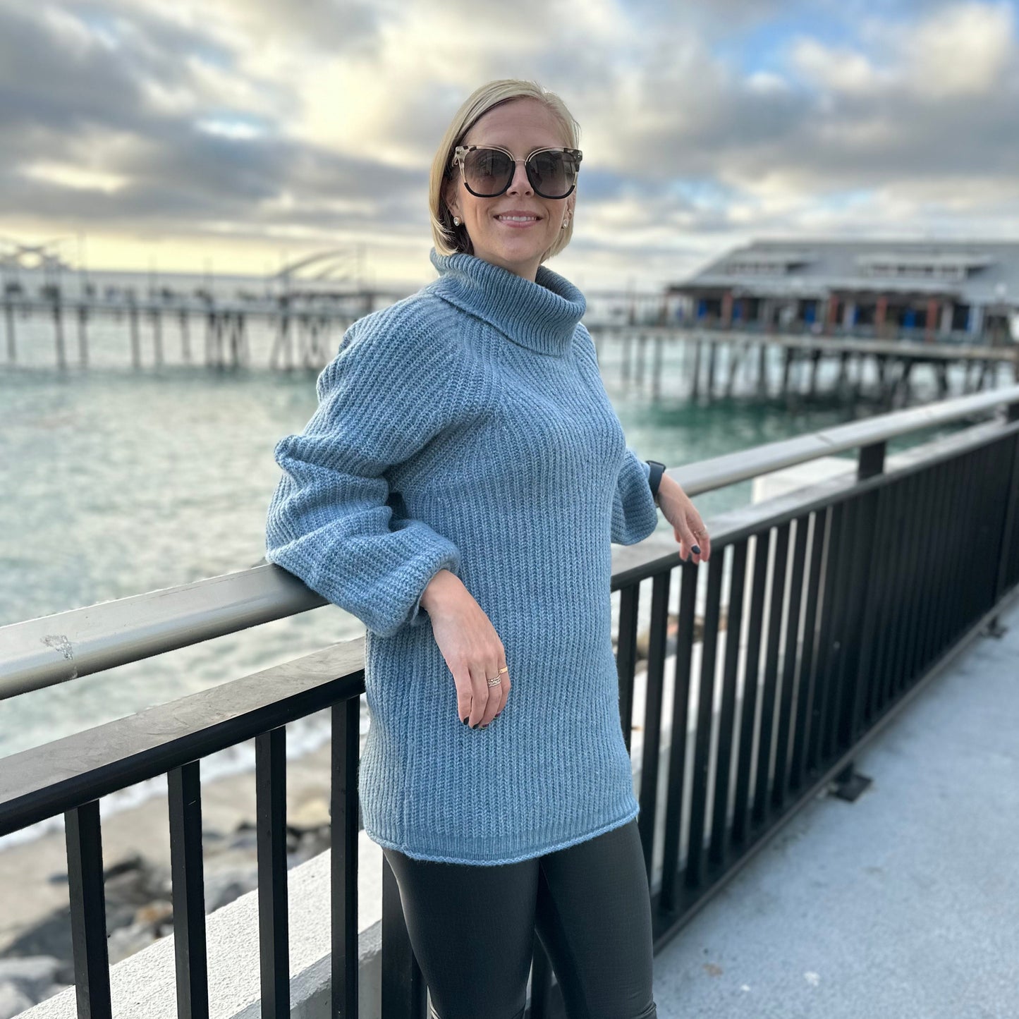 Mineral Blue Turtle Neck Sweater