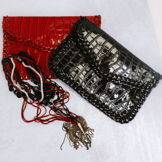 Snake Embossed Clutch