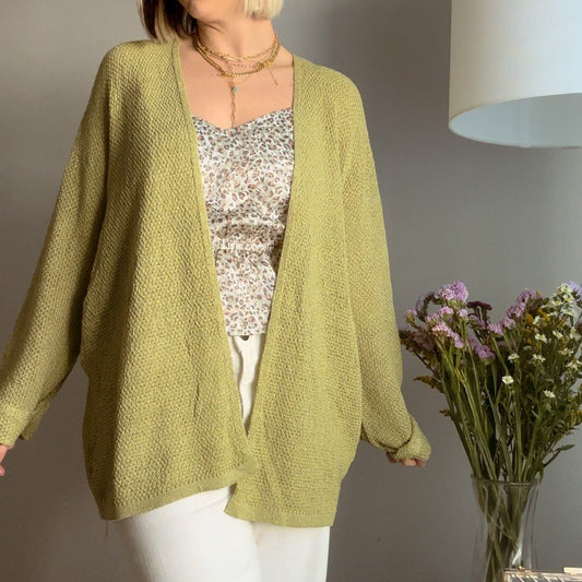 Palm Tree Open Cardigan - lime