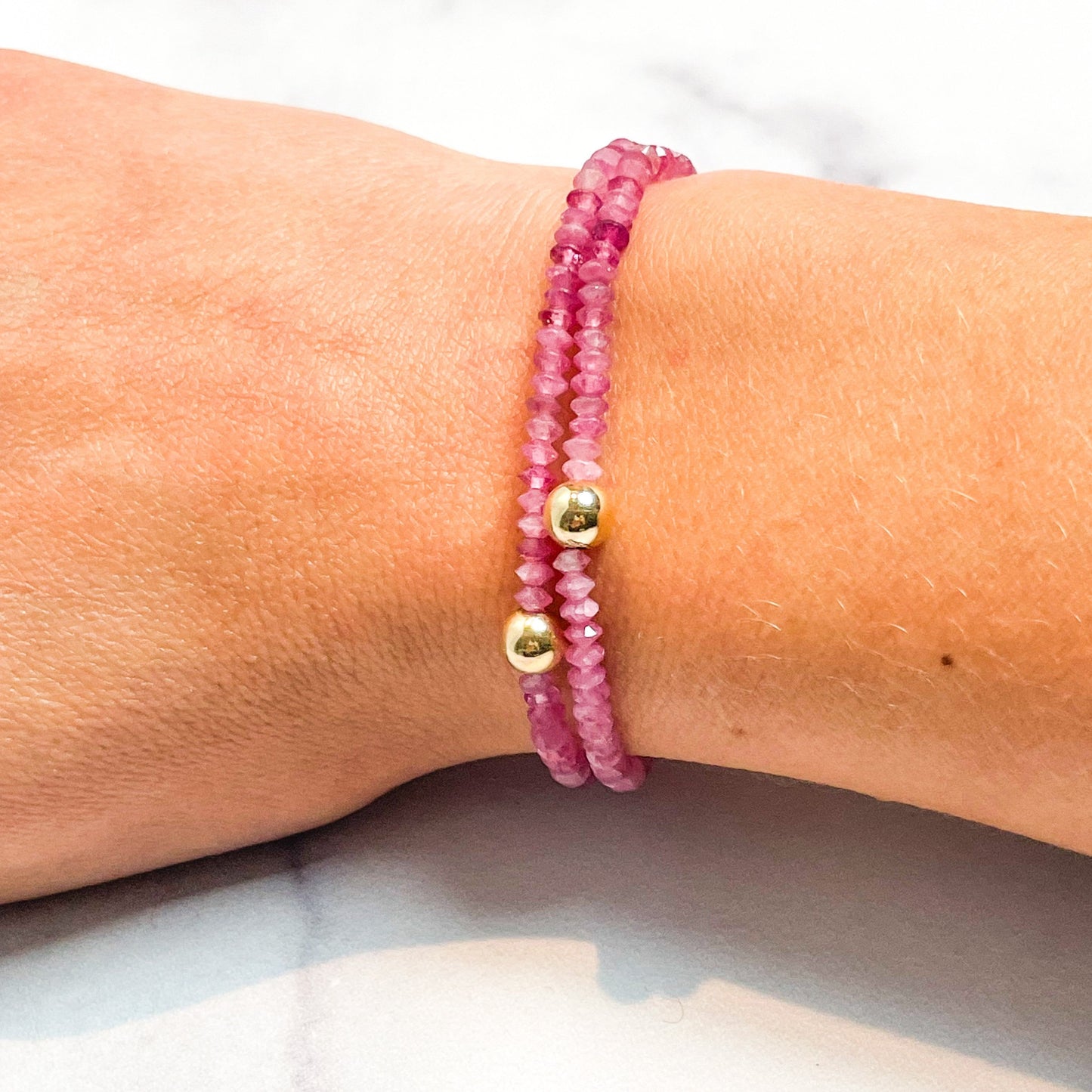 Women's Pink Tourmaline Dainty Bracelet